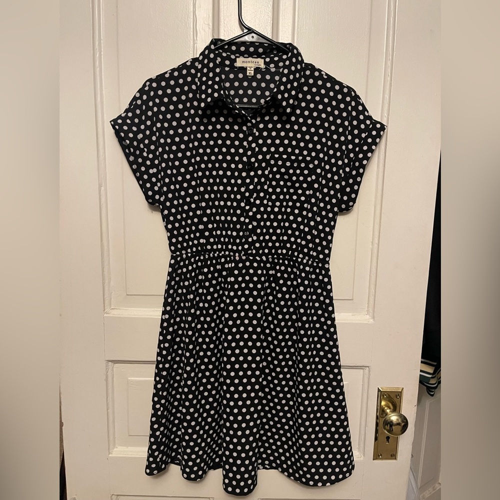 Monteau Black and White Polka Dot Dress  NWOT